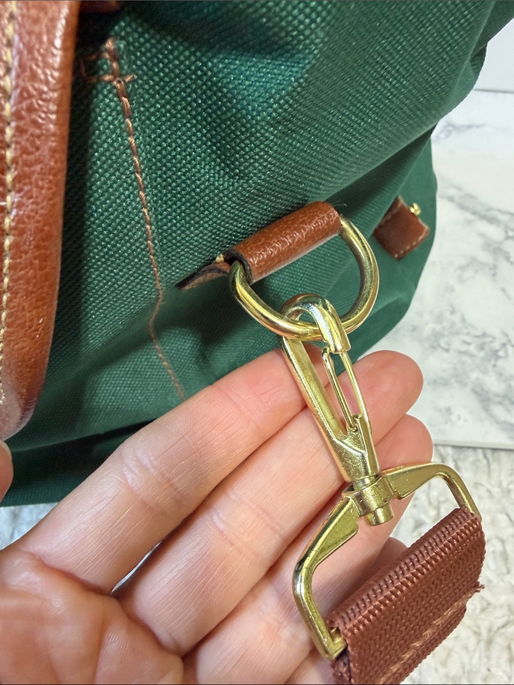 Vintage Ralph Lauren fragrance large green brown duffle travel crossbody bag - Picture 13 of 13